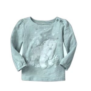 NWT Baby Gap kids mint sage green felt polar bear long sleeve top tee shirt 4T 4